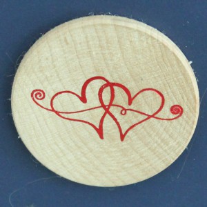 Hot Stamped Red Hearts on Wood