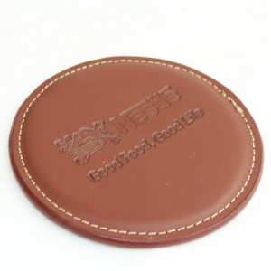 Hot Stamp Debossing on Leather Coaster