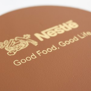 Hot Stamp Embossing on Leather Coaster